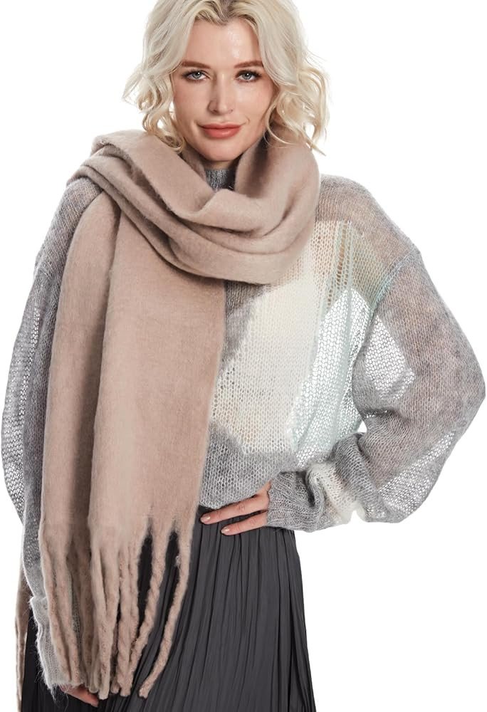 MissShorthair Oversized Chunky Scarf for Women Winter Warm Colorful Blanket Big Scarfs Plaid Thic... | Amazon (US)