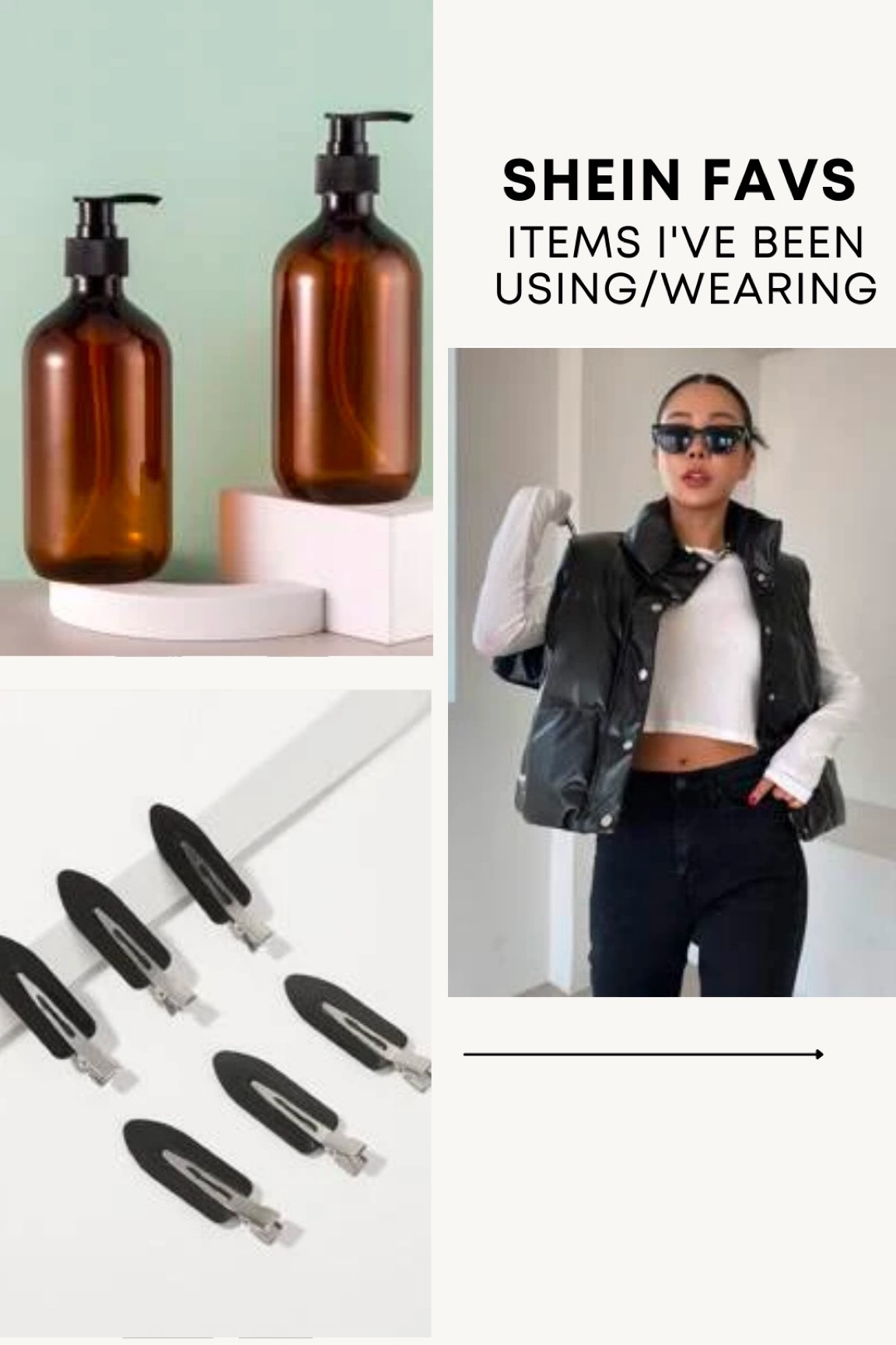 shein, shein home finds, shein fashion, shein bae, faux leather vest, leather vest, puffer vest, black vest, black puffer vest, faux leather puffer vest, hair clips, black hair clips, soap dispensers, home finds, amazon finds

#LTKfit #LTKFind #LTKunder50