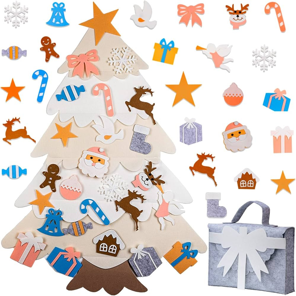 Felt Christmas Tree for Kids Wall Christmas Tree - Unique White Kids Christmas Tree - Christmas C... | Amazon (US)