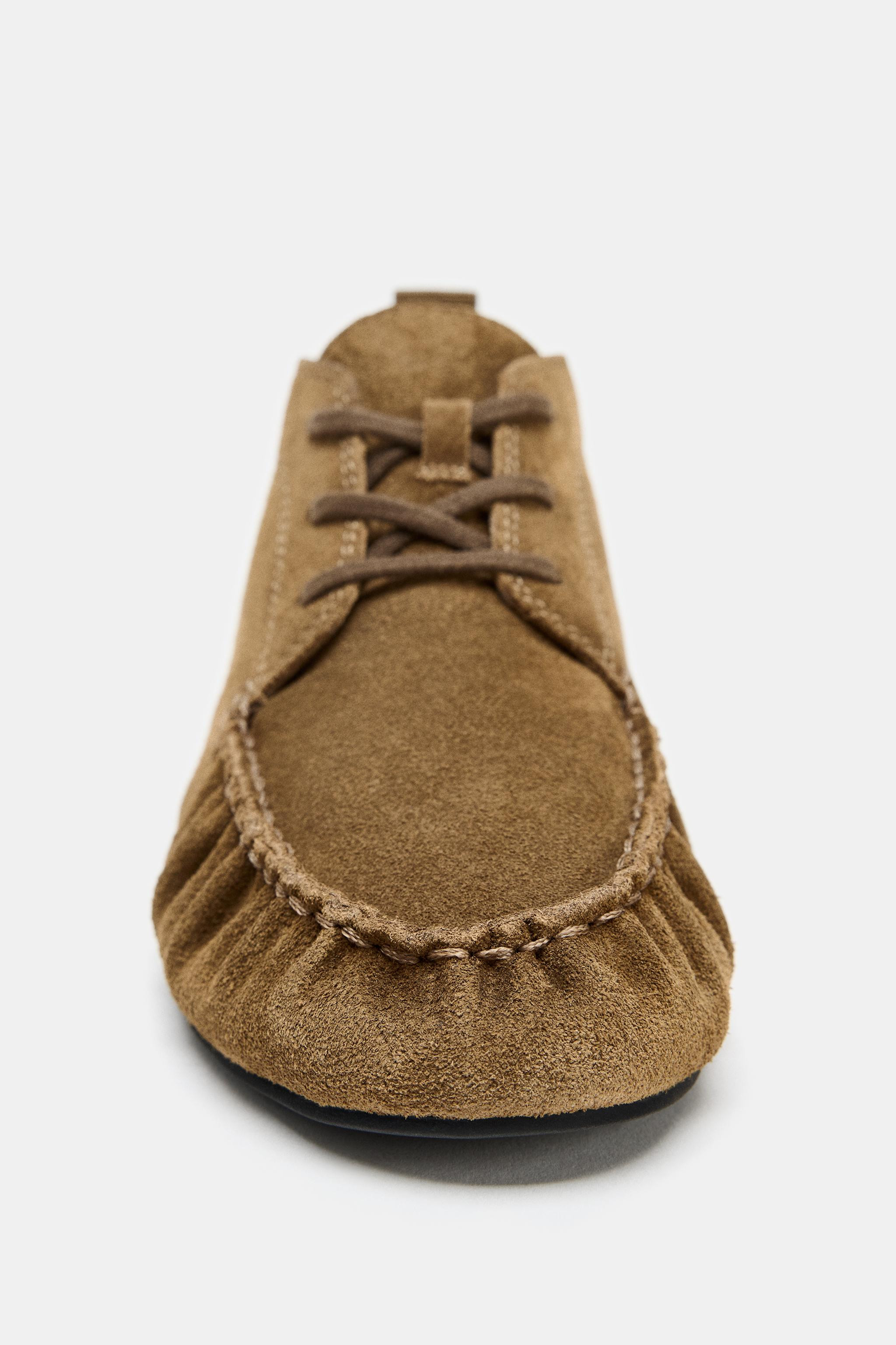 RUCHED SPLIT LEATHER ANKLE BOOTS | Zara US