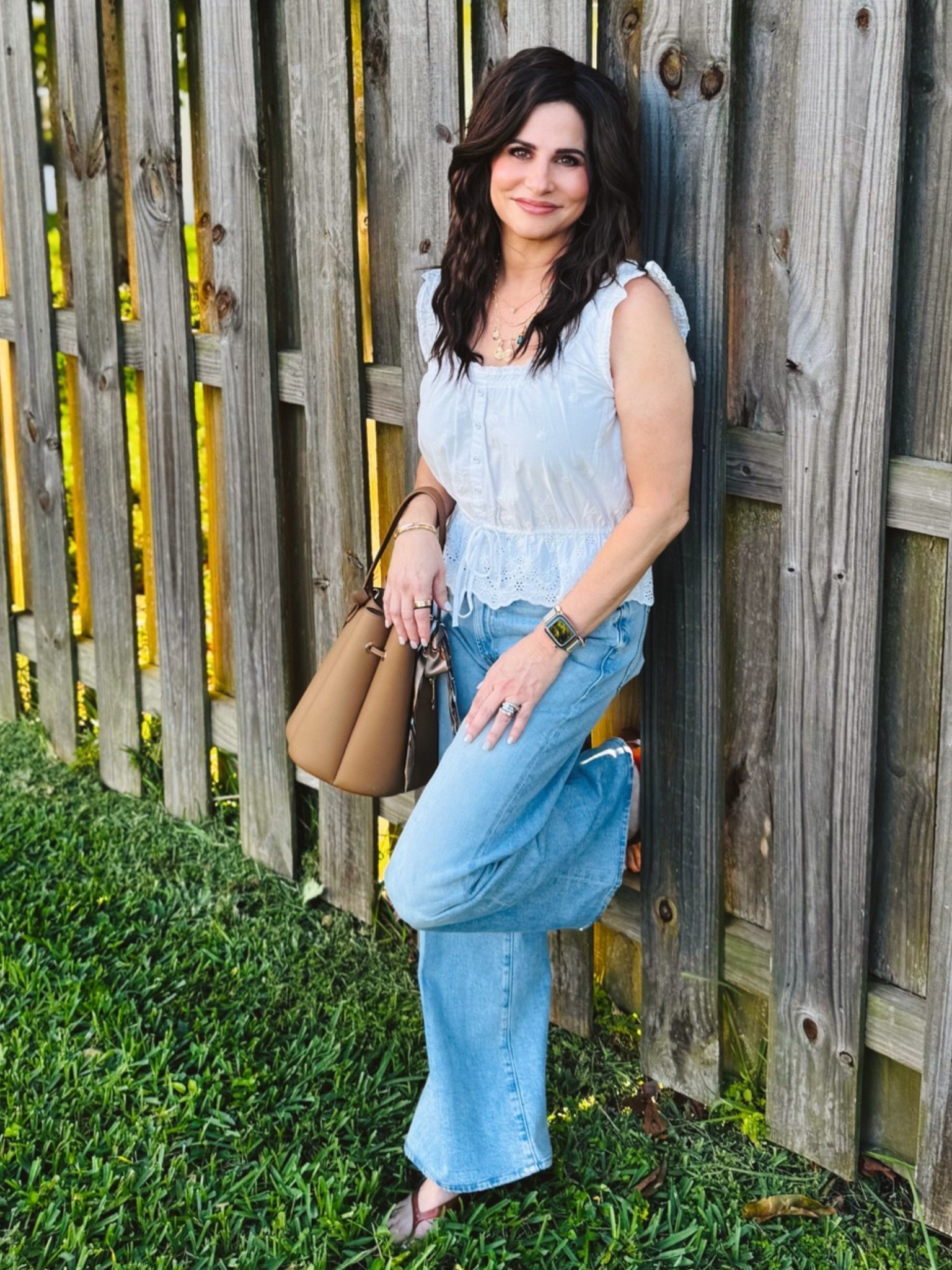 Dainty summer top with denim . Love ! Top sm , jeans 25p #daintywithdistressed #eyelettank

#LTKootd #LTKOver40 #LTKPetite