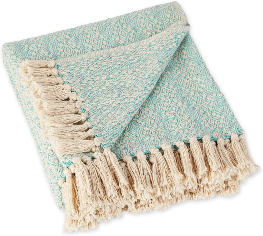 DII Diamond Stitch Woven Throw, Organic Modern, 50 x 60, Aqua | Amazon (US)