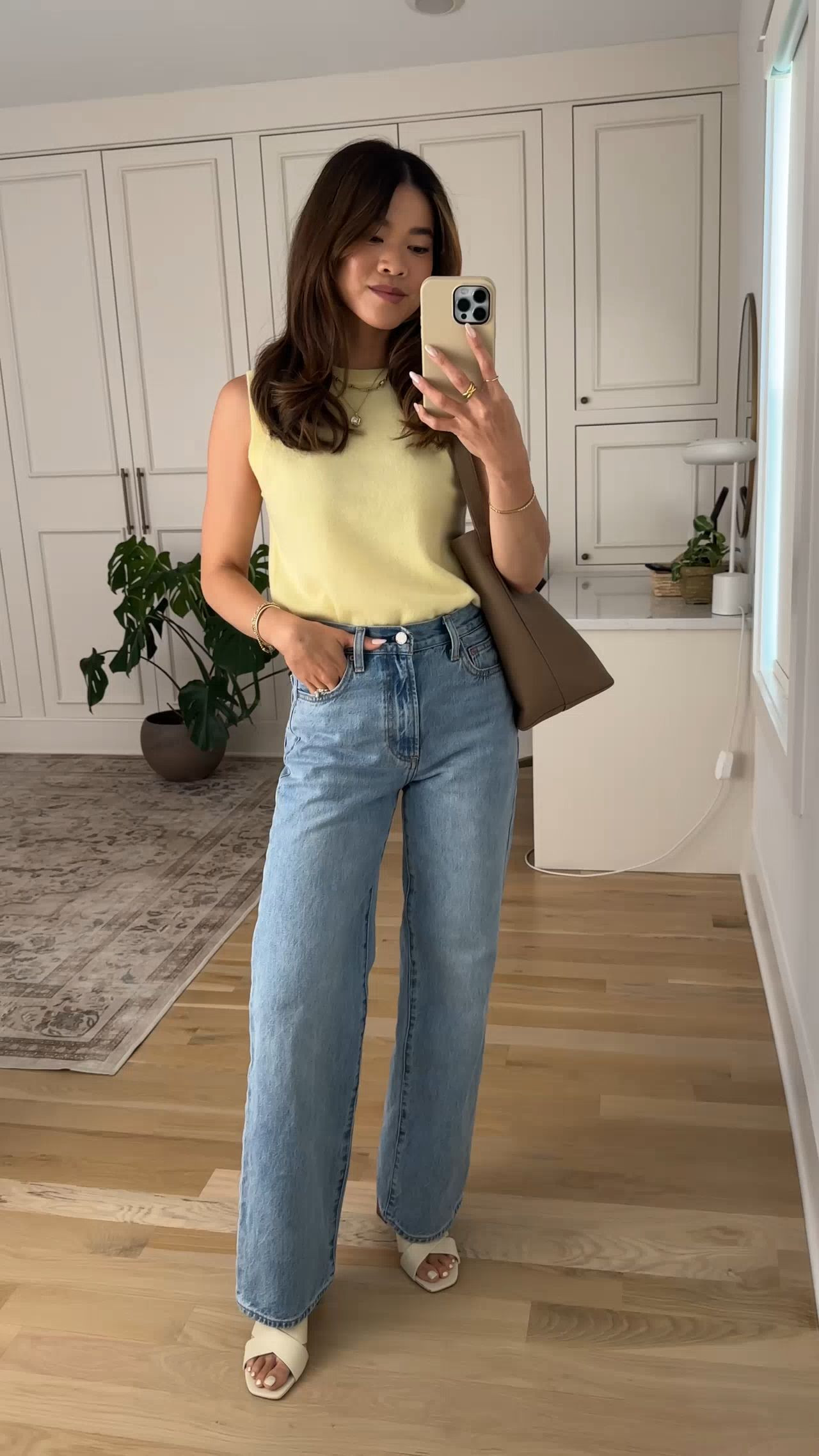 Sizing info:
•Yellow tank size 2XS in Lemonade •Wide leg medium wash jeans size 24 7 yrs bleu taboo 

petite fashion, get dressed with me, outfit inspiration, ootd, nashville outfit, Nashville influencer, petite style, vacation style, casual outfits, mom style, petite pants, spring outfits, spring outfit info, spring pants, spring outfit idea, spring top, spring bag, spring tank, spring shoes, summer pants, petite pants, cropped pants, aritzia pants, aritzia jeans, spring jeans, summer jeans, jeans, petite jeans,  
@Aritzia 
 

#LTKootd #LTKSeasonal #LTKPetite