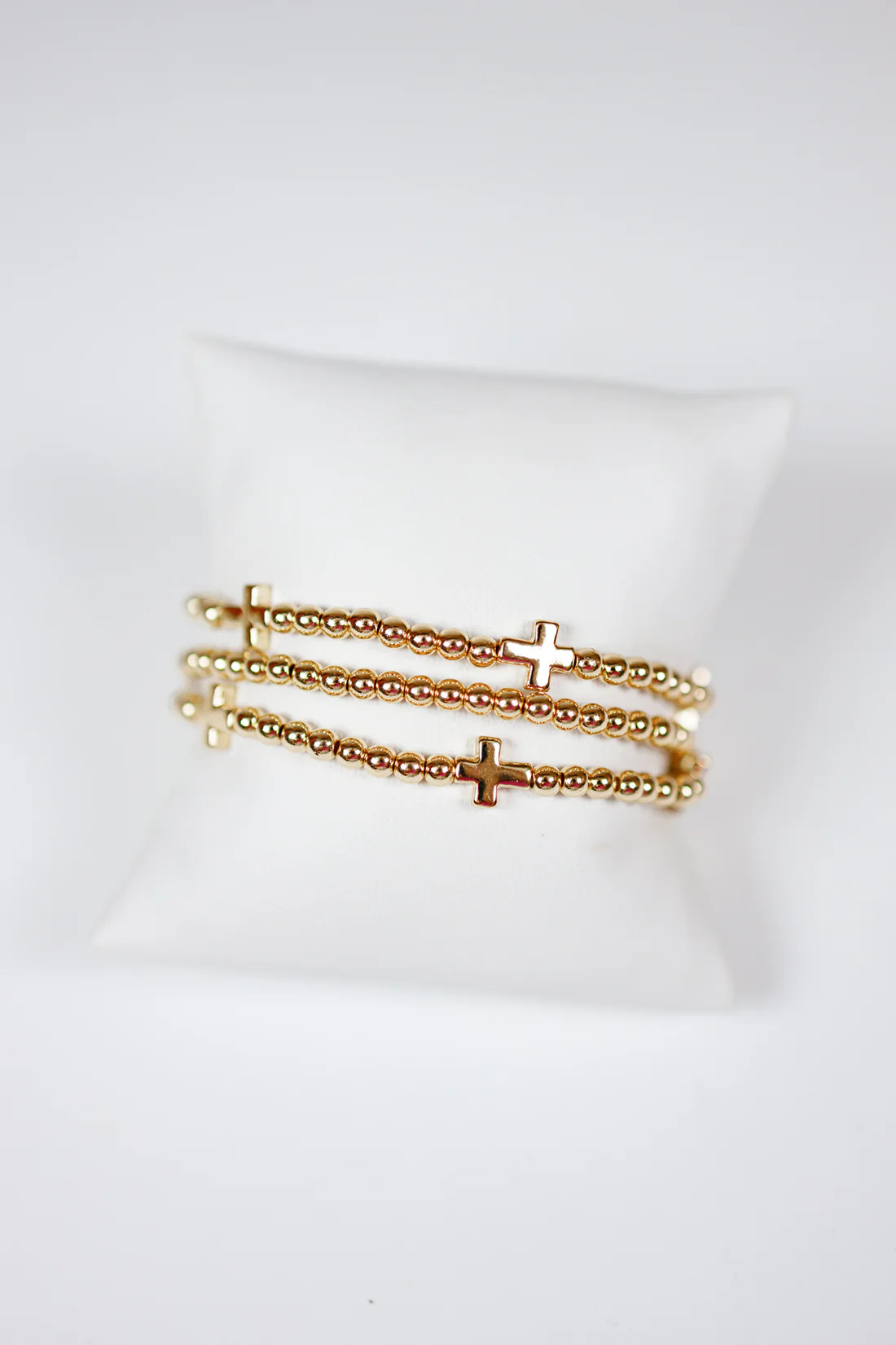 Gold Cross Station Ball Bracelet Set | Jaxe + Grace Boutique