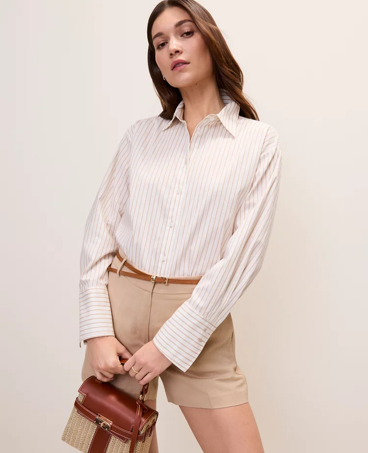 Petite Striped Button Down Shirt | Ann Taylor