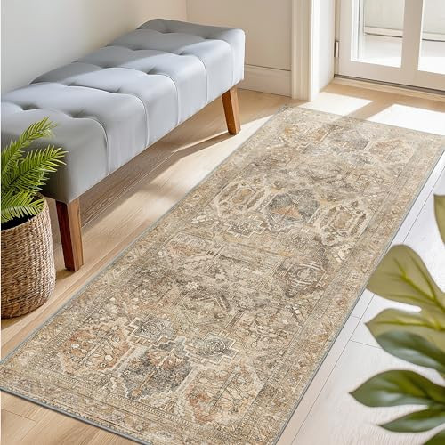 Bavni Runner Rug, Low Pile Machine Washable Rugs for Hallways Bedroom Kitchen, Ultra-Thin Sound-Absorbed Non Slip Backed Rugs, Foldable Aesthetic Vintage Wood 2x5 Rug | Amazon (CA)