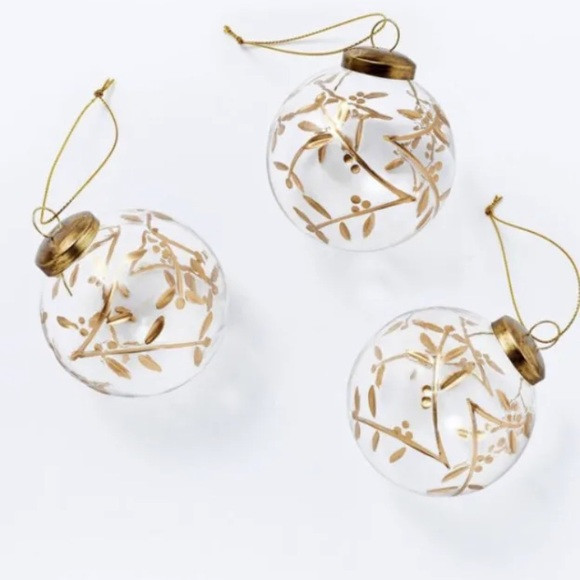 2022 Set of 3 Glass Botanical Christmas Ornaments by Threshold Studio McGee | Poshmark