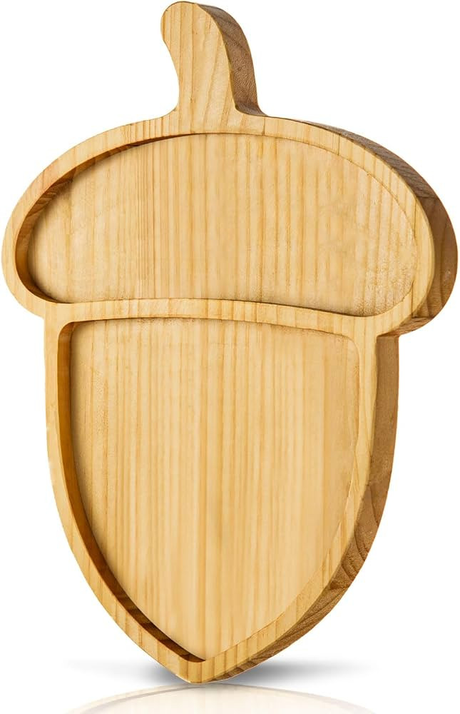 FOBSME Acorn Shape Wooden Serving Tray Fall Wooden Platter Thanksgiving Wood Charcuterie Board De... | Amazon (US)