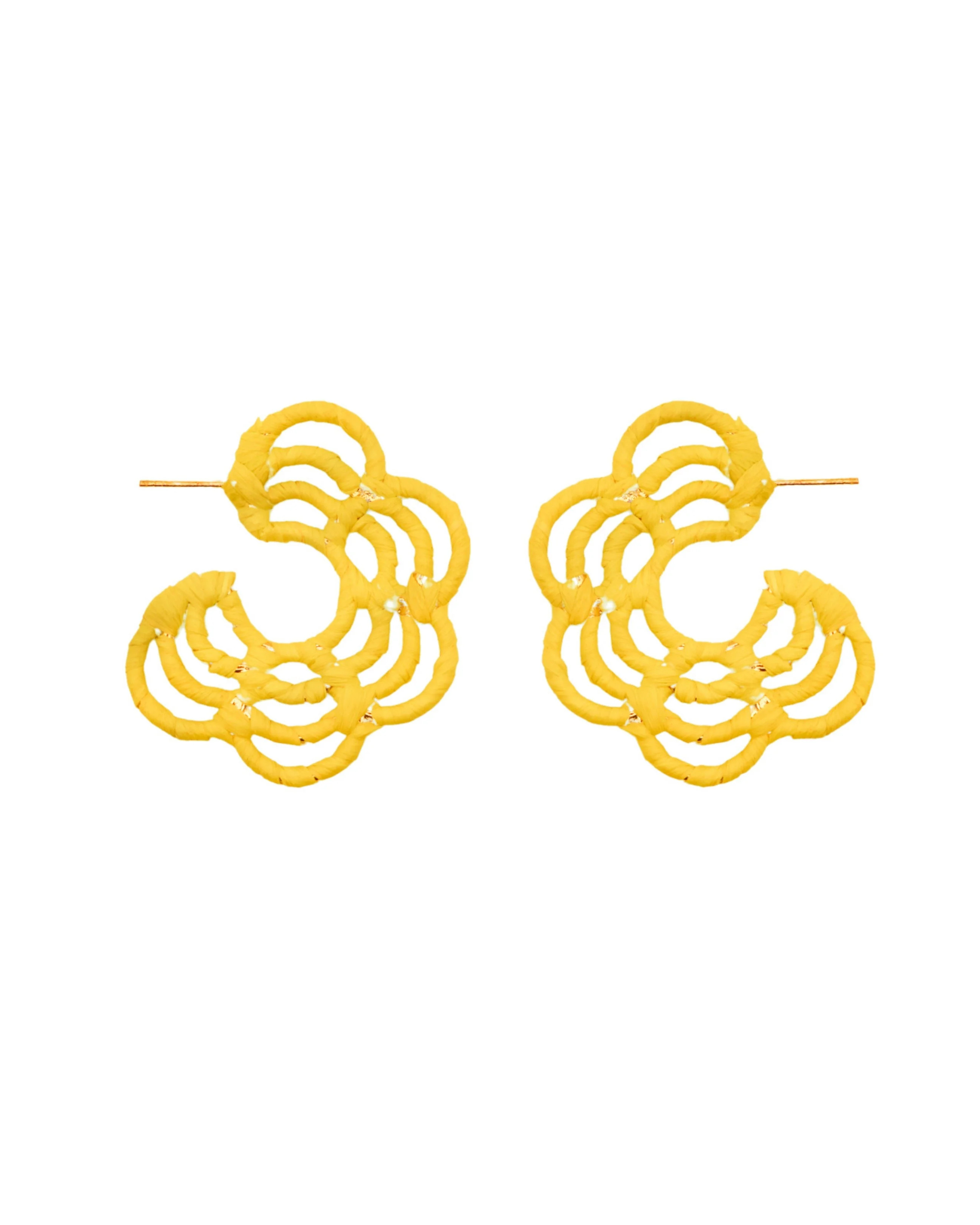 Time and Tru Raffia Wrapped Hoop Earrings, Pale Yellow, 1 Pair | Walmart (US)