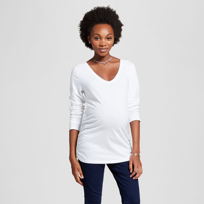 Long Sleeve Scoop Neck Side Shirred Maternity T-Shirt - Isabel Maternity by Ingrid & Isabel™ | Target