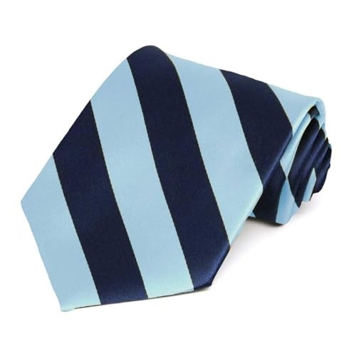 tiemart Navy Blue and Light Blue Striped Tie | Amazon (US)