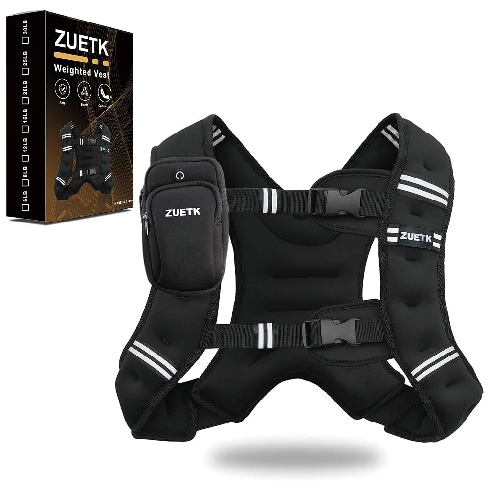 Weighted Vest, 6lb/8lb/12lb/16lb/20lb/25lb/30lb Weight Vest with Reflective Stripe, Weighted Vest... | Amazon (US)