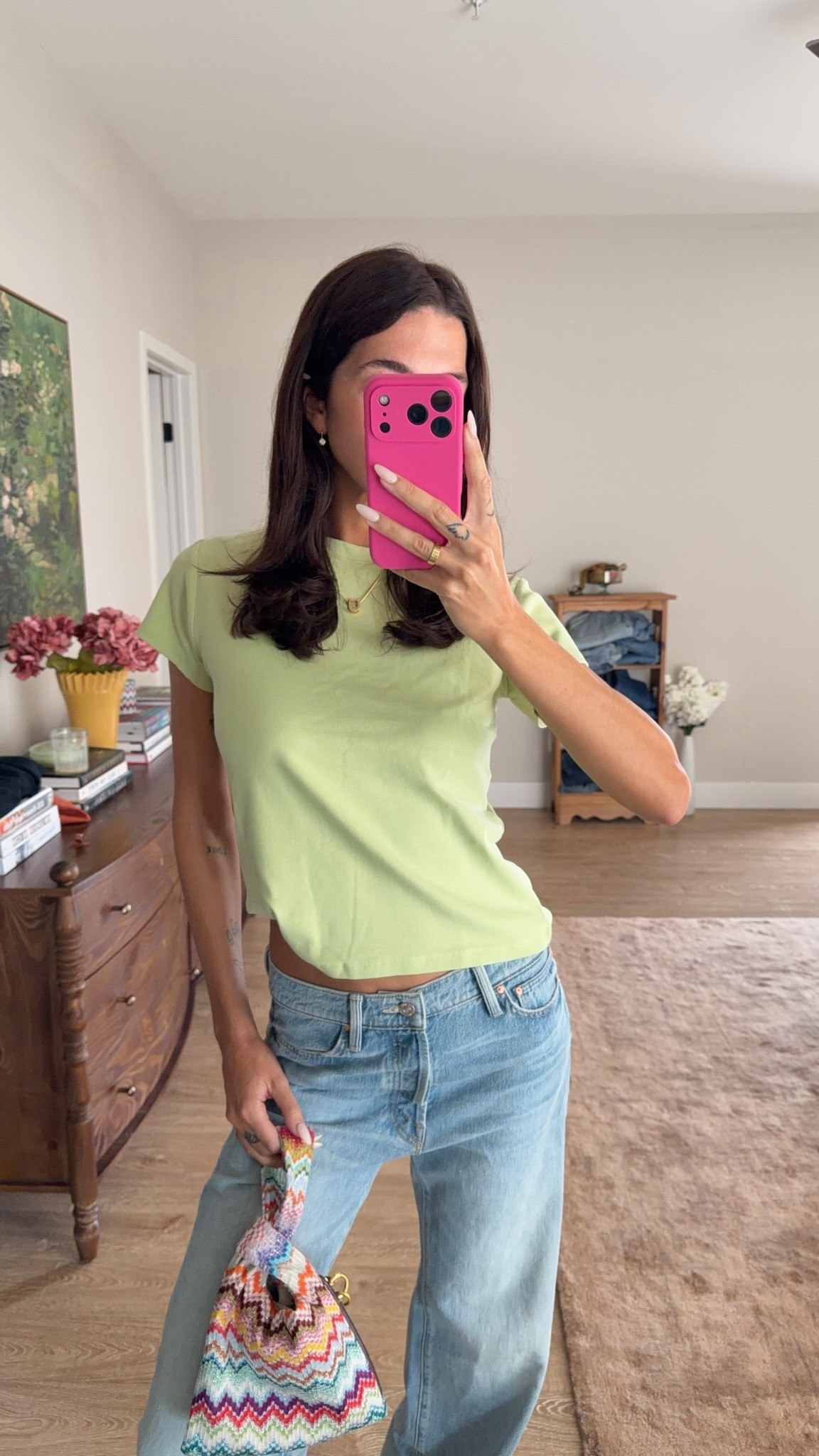 Casual summer outfit! S in top and 25 in jeans! Jeans are the Mother Dodger Button Hover Cuff in I Could Care Less

#LTKootd