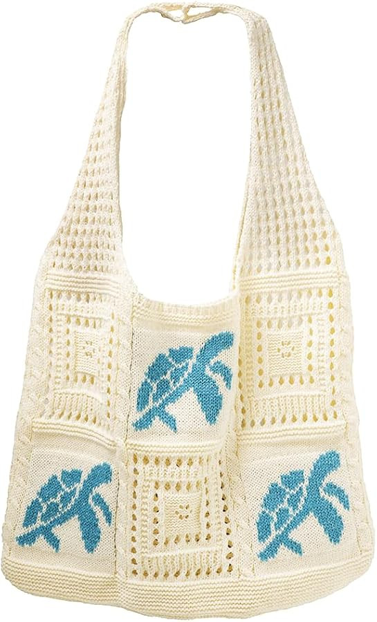 Crochet Tote Bag for Women, Knit Shoulder Handbag, Lightweight Reusable Shopping Bag, Summer Beac... | Amazon (US)