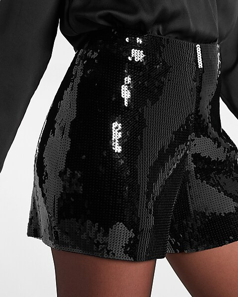 Super High Waisted Sequin Shorts | Express