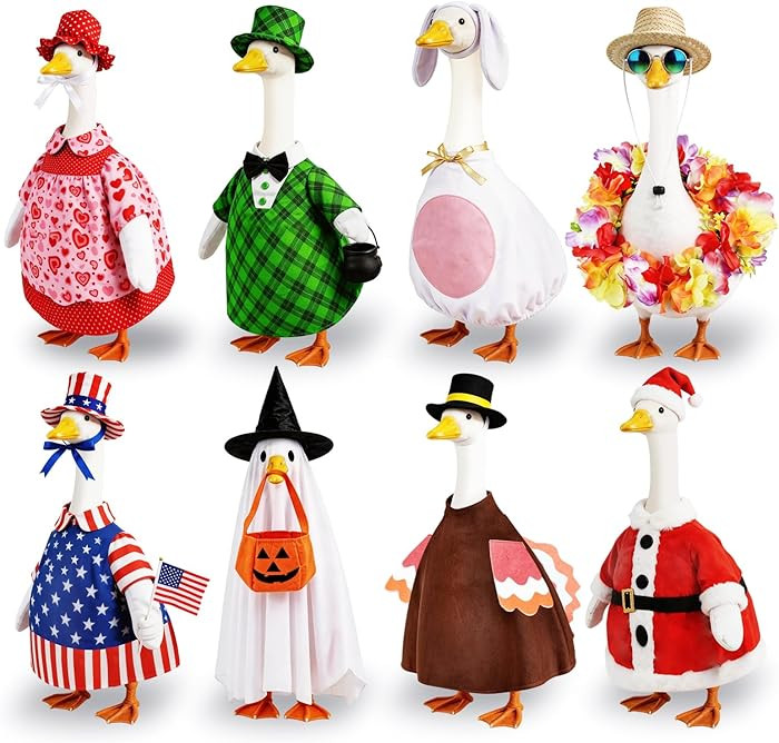 8 Set Porch Goose Outfits Holiday Goose Clothes - Valentine St. Patrick Easter Summer 4th of July... | Amazon (US)