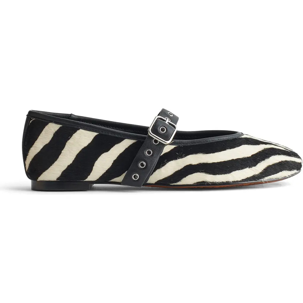 Madewell Emilie Zebra Print Genuine Calf Hair Mary Jane in True Black Multi Calf Hair at Nordstrom, Size 6.5 | Nordstrom