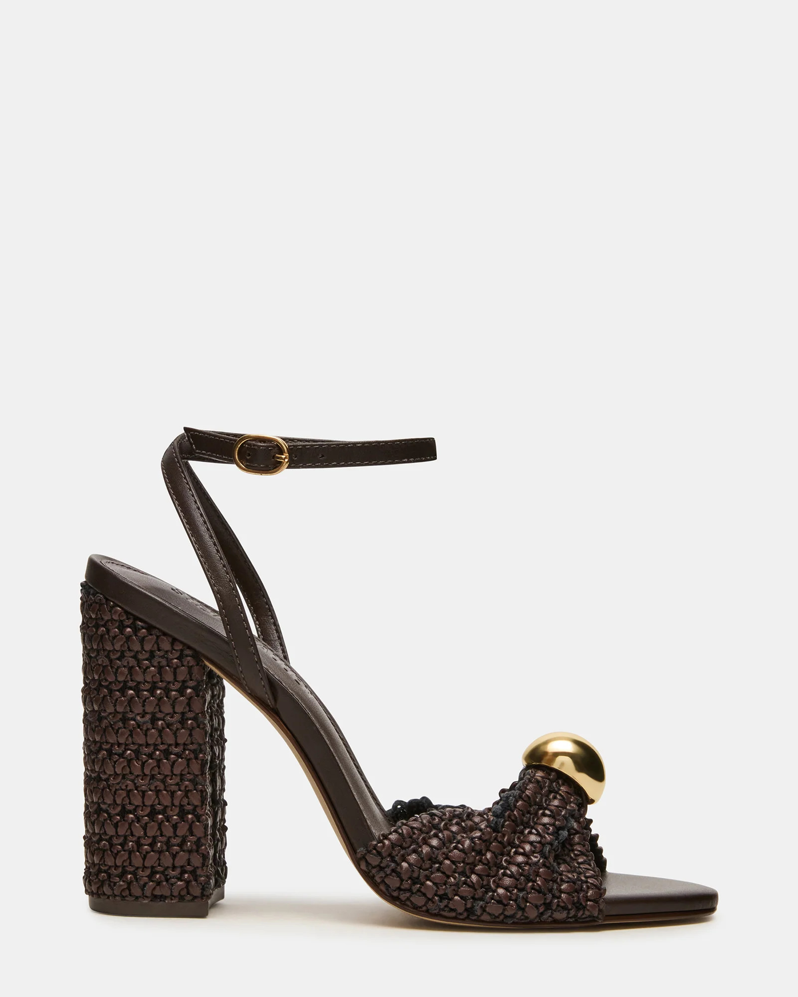 CHEYLA Brown Multi Raffia Women's Block Heels | Steve Madden (US)