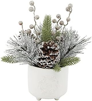 Flora Bunda Xmas Mix in Joy Wreath Ceramic Footed Pot 4.75X4.75X4.25 | Amazon (US)