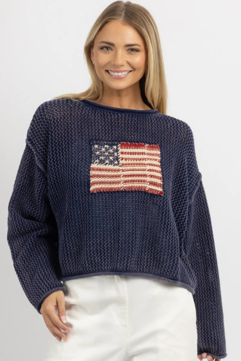 USA NAVY KNIT SWEATER | L'ABEYE