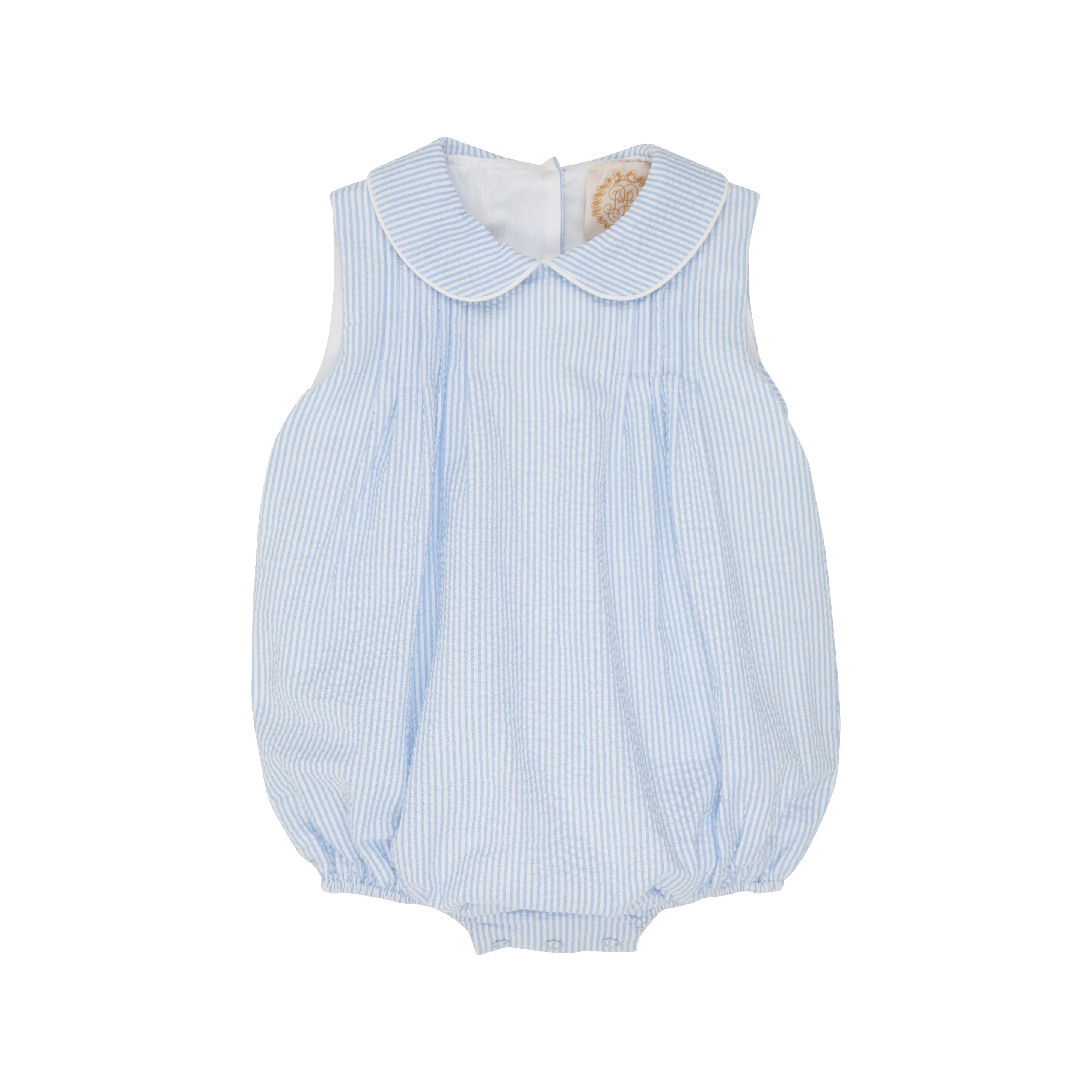 Sleeveless Boone Bubble - Breakers Blue Seersucker with Worth Ave White | The Beaufort Bonnet Company