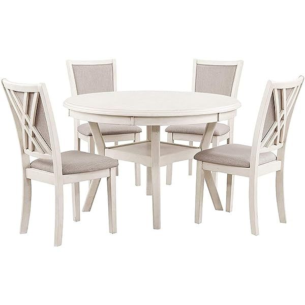 New Classic Furniture Amy 5-Piece Counter Dining Table Set, Bisque | Amazon (US)