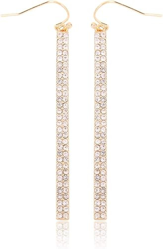 RIAH FASHION Sparkly Rhinestone Lightweight Geometric Hoop Drop Earrings - Teardrop, Pear, Oval, ... | Amazon (US)