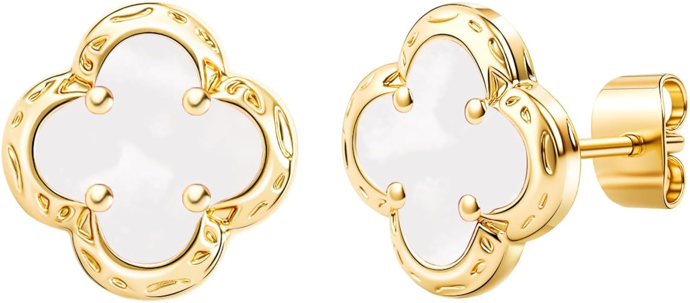 Elegant Black Onyx Clover Stud Earrings, 14K Gold Plated Four Leaf Hypoallergeinc Stud Stainless ... | Amazon (US)