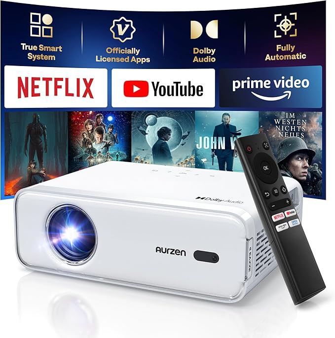 Aurzen EAZZE D1 Smart Projector with WiFi and Bluetooth, Netflix-Officially-Licensed, Auto Focus ... | Amazon (US)