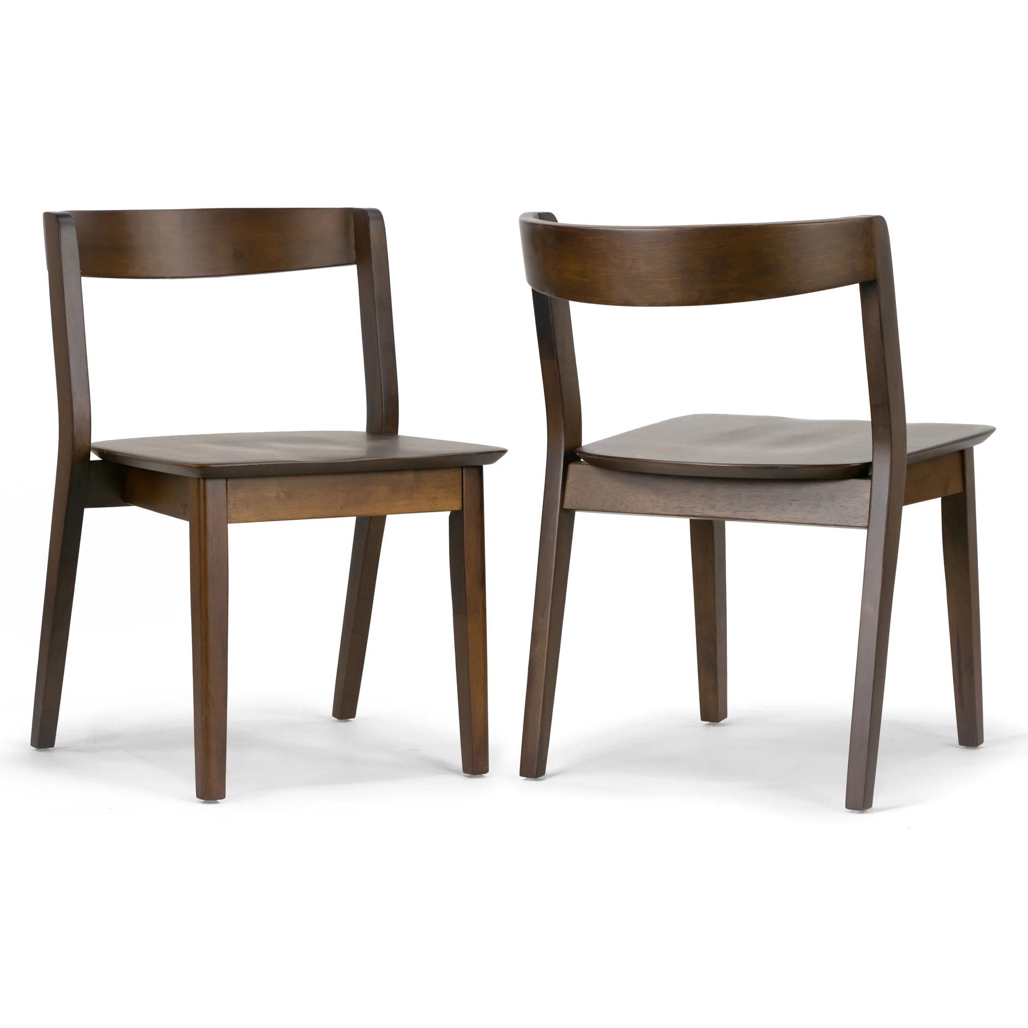Set of 2 Astor Dark Brown Solid Wood Chair with Curved Back | Walmart (US)