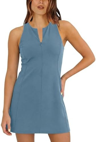 Zhiyouni Women's Athletic Mini Dress Summer Tennis Workout Active Sports Romper 2 Piece Short Set | Amazon (US)