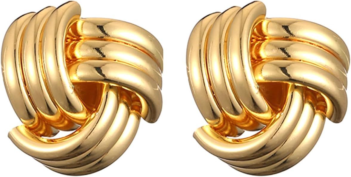 Trendy Gold Geometric Drop Dangle Earrings Chunky Gold Knot Statement Dangle Earrings for Women G... | Amazon (US)
