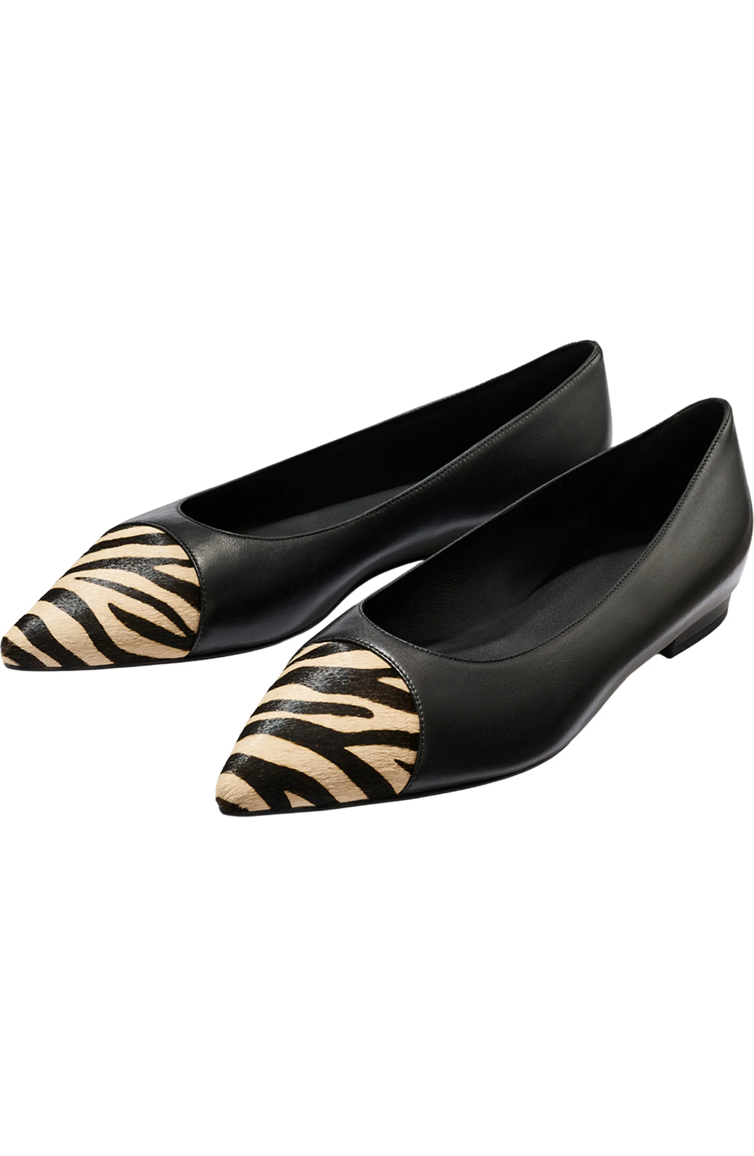 MARGAUX The Alba Flats in Black Nappa Leopard Haircalf at Nordstrom, Size 36.5 | Nordstrom