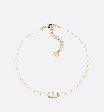 Gold-Finish Metal and White Resin Pearls | Dior Couture