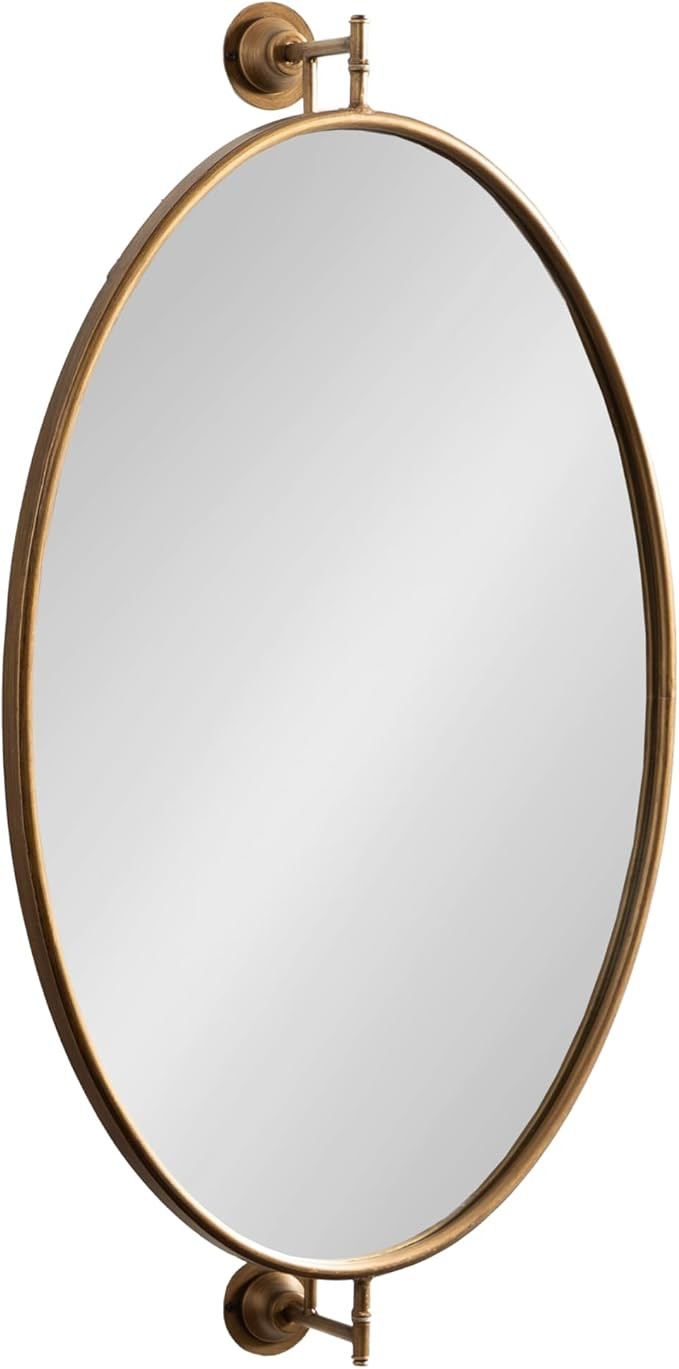 Kate and Laurel Darbridge Traditional Oval Pivot Wall Mirror, 24 x 41, Antique Gold, Vintage Adju... | Amazon (US)
