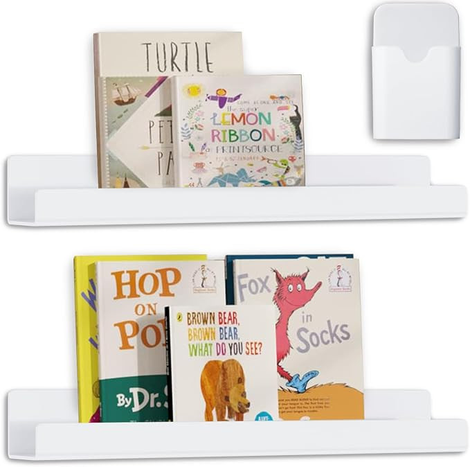 2 Pcs Magnetic Book Shelf for Whiteboard with Magnetic Pen Holder | Heavy Duty Acrylic Magnetic S... | Amazon (US)