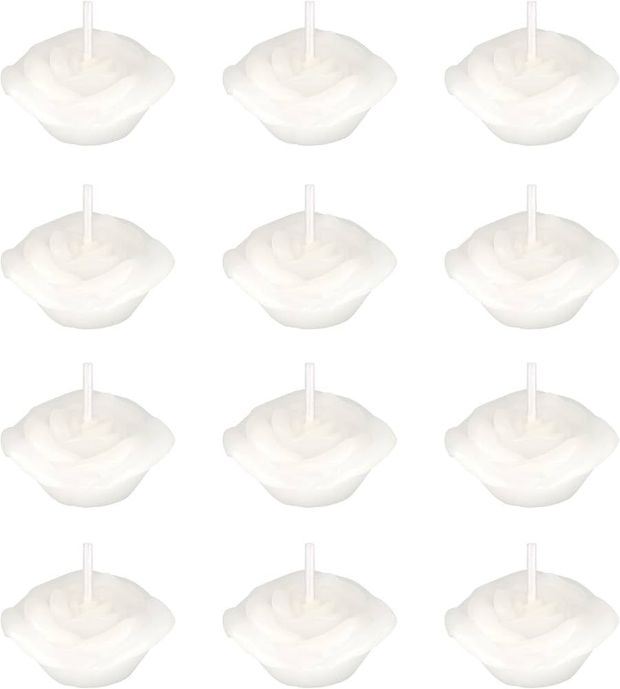 Mega Candles 12 pcs Unscented White Floating Rose Petals Flower Candle, Hand Poured Paraffin Wax ... | Amazon (US)