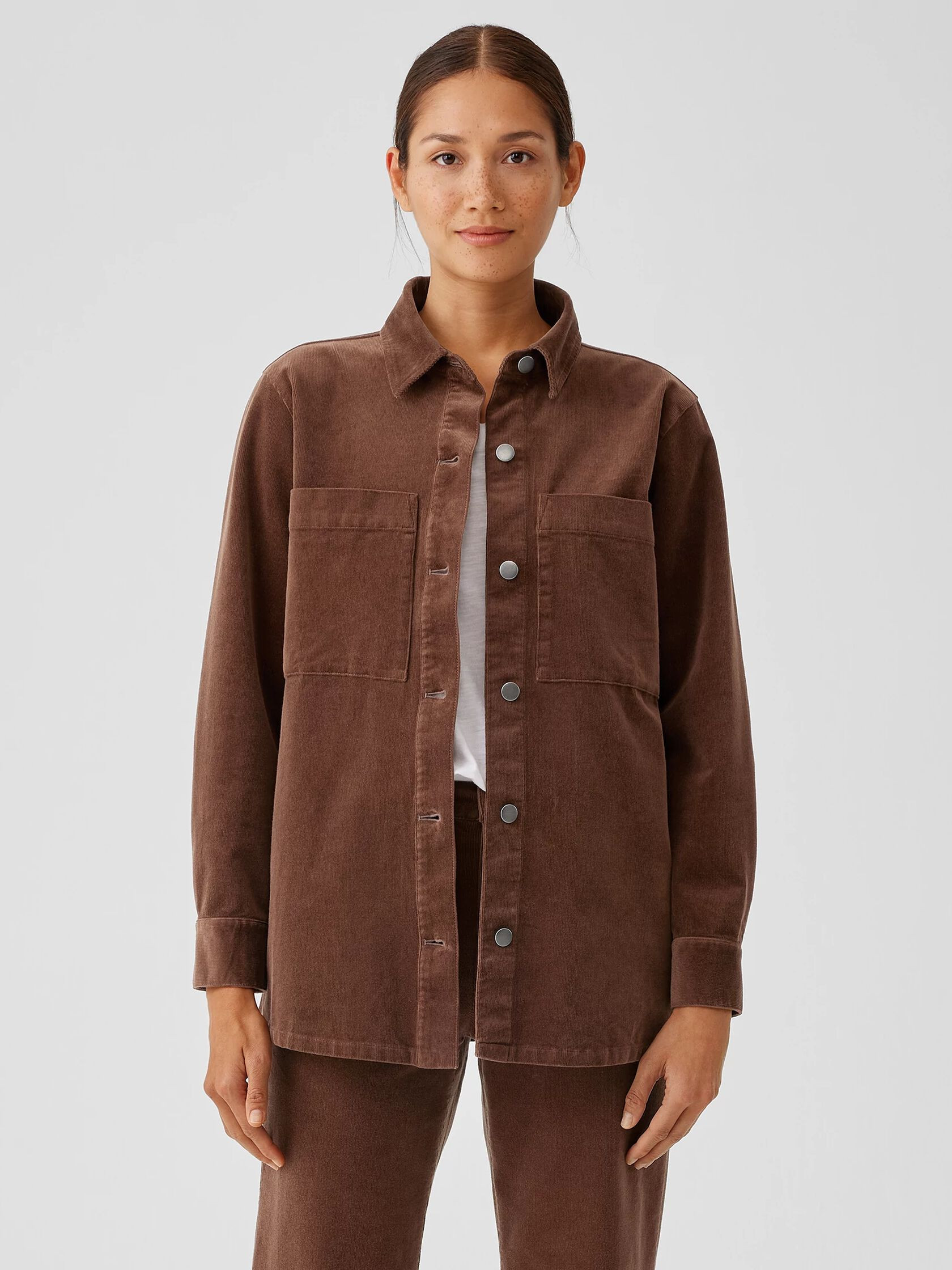 Organic Cotton Stretch Corduroy Shirt Jacket | Eileen Fisher