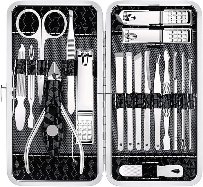 Nail Clippers Set Fingernail and Toenail Clipper Cutters, Manicure Pedicure Kit 18 Pieces Stainle... | Amazon (US)