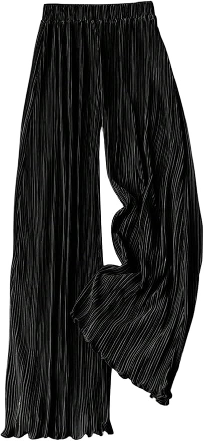 GORGLITTER Women's Silk Satin Wide Leg Pants Dressy Flowy Pleated Trousers Business Casual Work P... | Amazon (US)