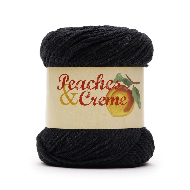 Peaches & Creme Solid 4 Medium Cotton Yarn, Black 2.5oz/70.9g, 120 Yards | Walmart (US)