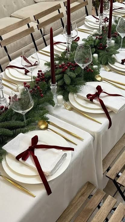 Seasonal Christmas tablescape with burgundy bows❤️ | #christmas #tablescape #burgundy #bows #tablescapeinspiration

#LTKwinter #LTKfestive #LTKuk