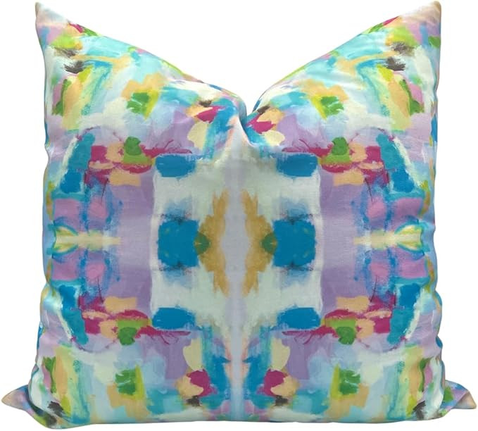 Colorful Abstract Watercolor KaleidoscopeThrow Pillow Cover 20"x20", Pink, Blue, Green Decorative... | Amazon (US)