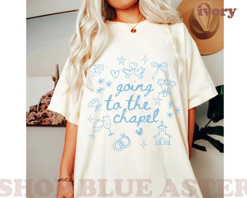Going to the Chapel Comfort Colors Tshirt Blue, Coquette Bachelorette, Bride Tshirt, Just Engaged... | Etsy (US)