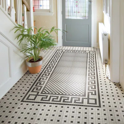 Gotham 1" Greek Key Border 8-3/4 In. X 11-3/4 In. Porcelain Mosaic Tile | Wayfair North America