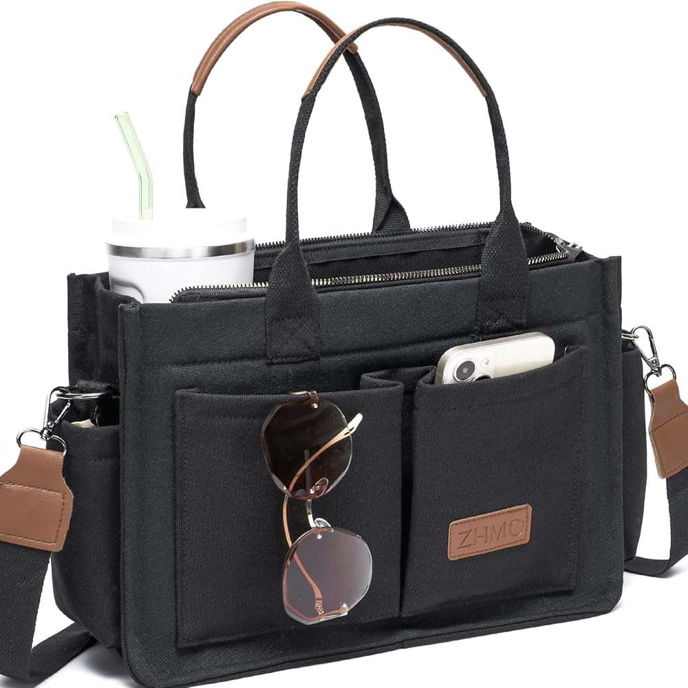 Canvas Tote Bag for Women,Women's Bags Crossbody Bags Work Laptop Tote Bag Large Handbags Purse f... | Amazon (US)