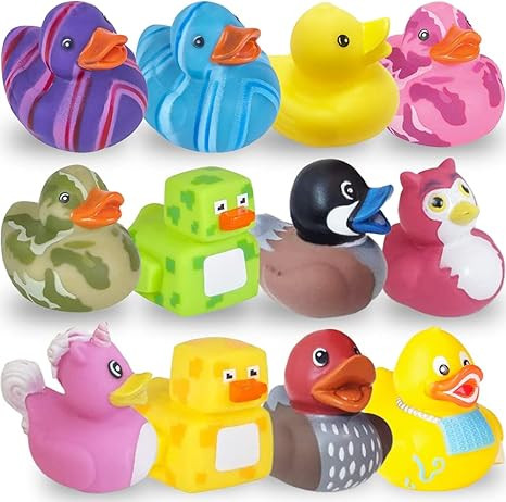 ArtCreativity Assorted Rubber Duckies for Kids and Toddlers - Pack of 12 Cute Duck Bath Tub Pool ... | Amazon (US)