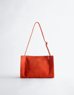 & Other Stories Puffy real suede shoulder bag in orange | ASOS (Global)