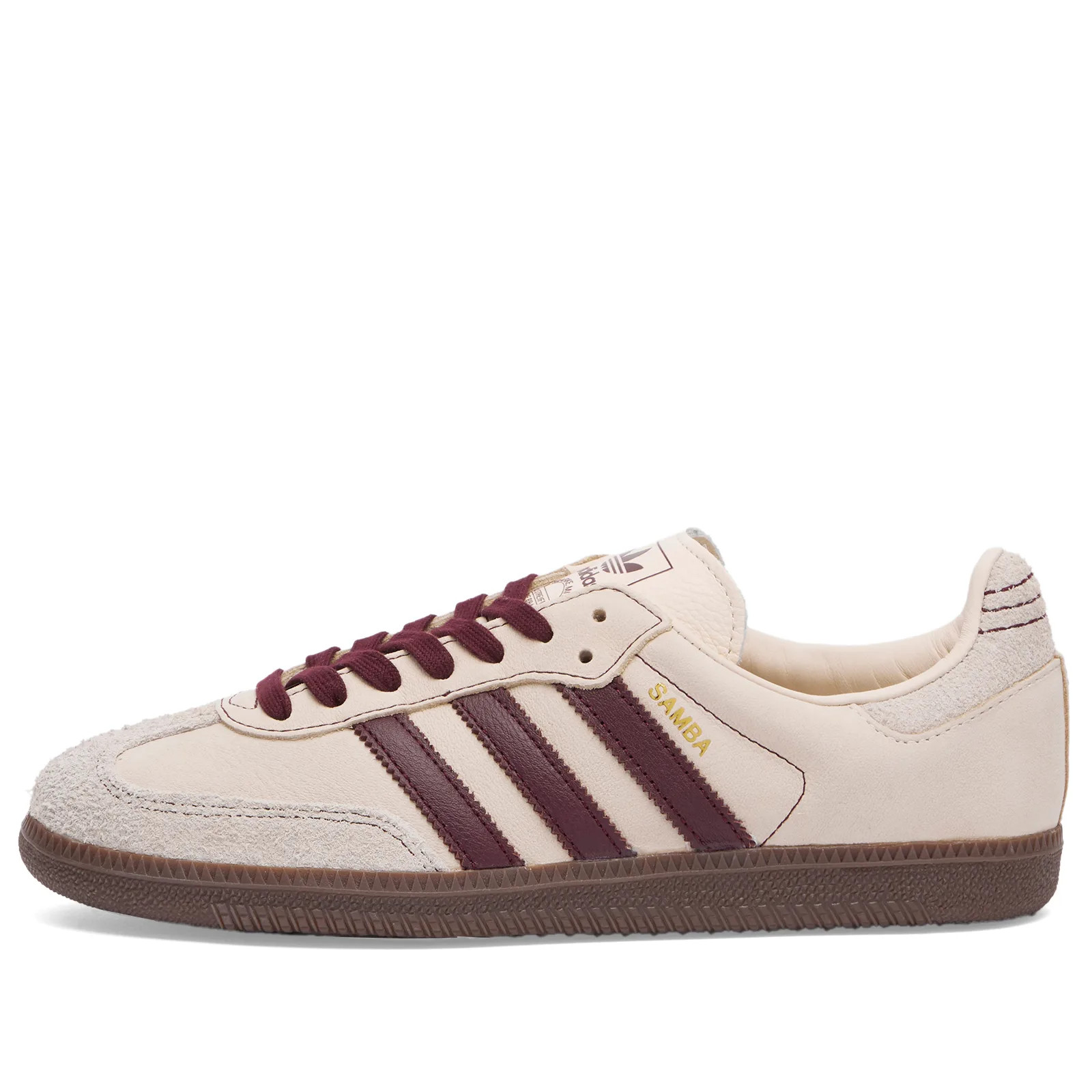 Adidas Samba OG W in Wonder White/Maroon/Putty Grey, Size UK 3 | END. Clothing