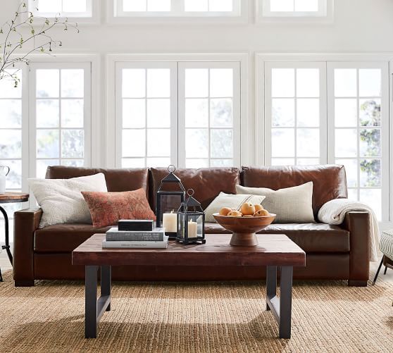 Turner Square Arm Leather Sofa | Pottery Barn (US)